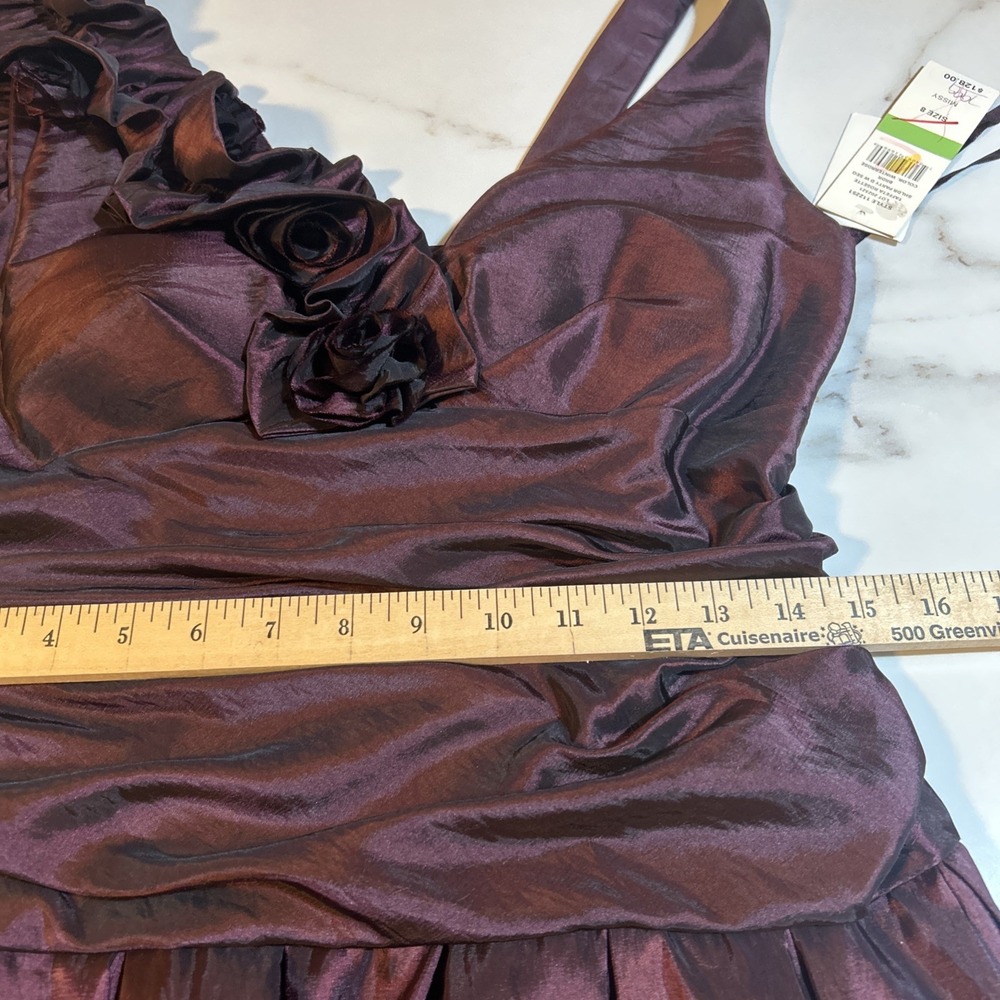 SL Fashions ~ Eggplant Purple V-Neck Pleated Fit & Flare Party Dress 8P NEW $128 - Picture 11 of 12